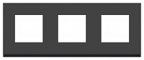 NU600686, UNICA PURE рамка 3-постовая, горизонтальная, ЧЕРНОЕ СТЕКЛО/антрацит