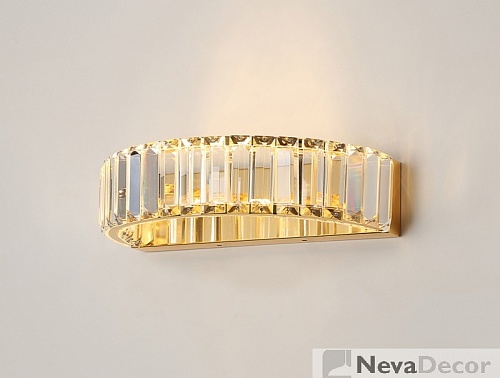 NEWPORT 8440 8442/A gold , Бра, Gold Clear crystal L30*H7,6*Sp19 cm LED 9W 3000K 990Lm, М0063996