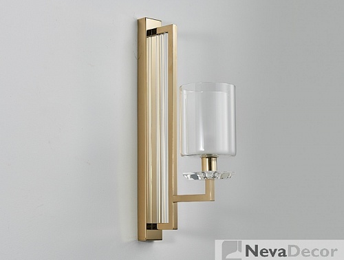 NEWPORT 4400 4401 L/A gold , Бра, Long Gold Clear crystal Clear glass L15*H50*Sp27 cm E14 1*60W, М00