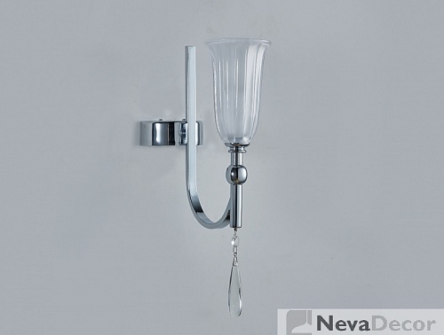 NEWPORT 4800 4801/A chrome , Бра, Chrome Clear crystal Matt white glass L10*H27*Sp15 cm E14 1*60W, М