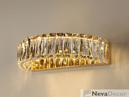 NEWPORT 8240 8242/A gold , Бра, Gold Clear crystal L30*H7,6*Sp19 cm LED strip 9W 3000K 990Lm, М00645