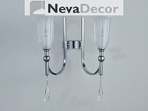 NEWPORT 4800 4802/A chrome , Бра, Chrome Clear crystal Matt white glass L30*H29*Sp20 cm E14 2*60W, М